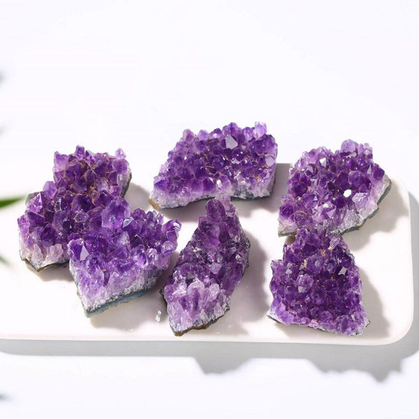 50~200g Natural Amethyst Quartz Geode Druzy with 10Pcs Natural Tumbled Stone AU