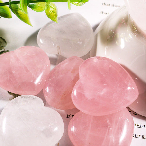 10X Heart Shaped Natural Rose Quartz Crystal Palm Healing Love Gemstone Pink AU