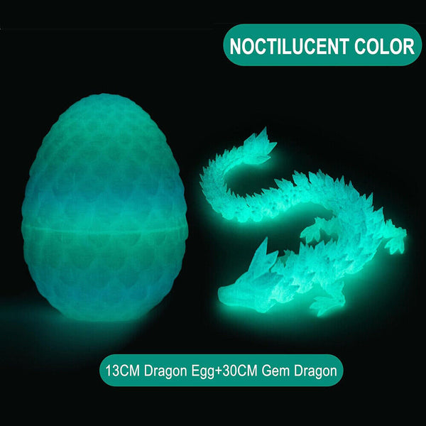 3D Printed Crystal Dragon Dinosaur in Scale Egg Posable Flexible Fidget Toy Gift