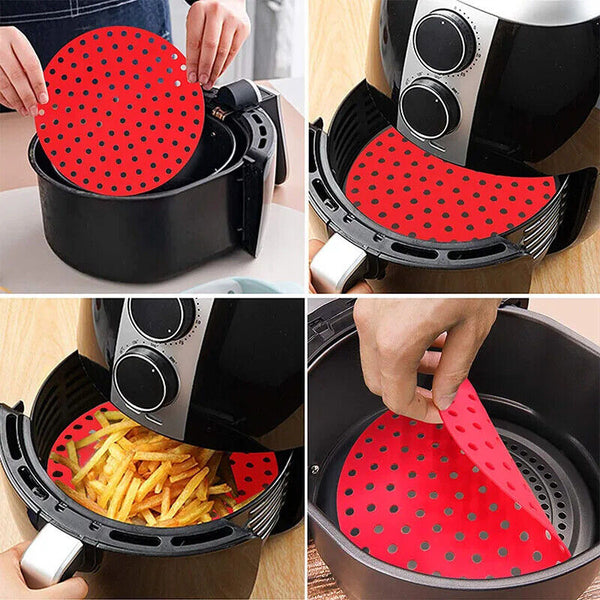 Reusable Air Fryer Liners Non-Stick Food-Grade Silicone Air Fryer Basket Mat New