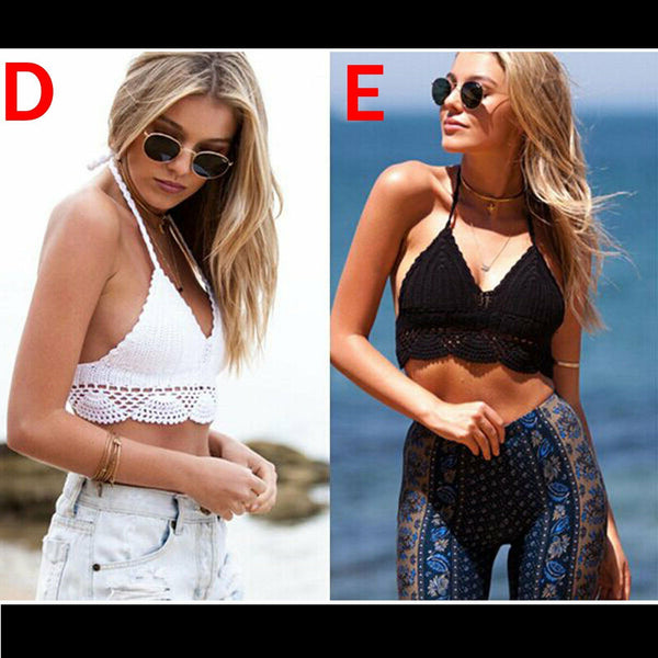 Crochet Knit Triangle Bikini Set – Lace Shell Beach Swimwear