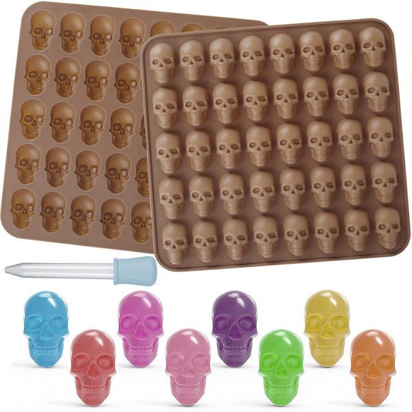 40 Cavity Skull Gummy Jelly Candy Silicone Mould Cake IceTray Halloween Molds AU