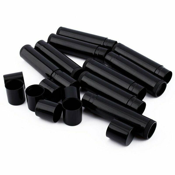 100pcs Empty Black lipstick Plastic Lip Balm Container Tubes Caps 5g DIY Balm - Lets Party