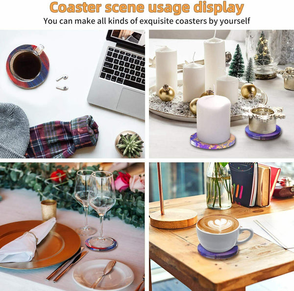 4x Coaster Cup Mat Mold Round Silicone Mould Tool Craft DIY Epoxy Resin Casting