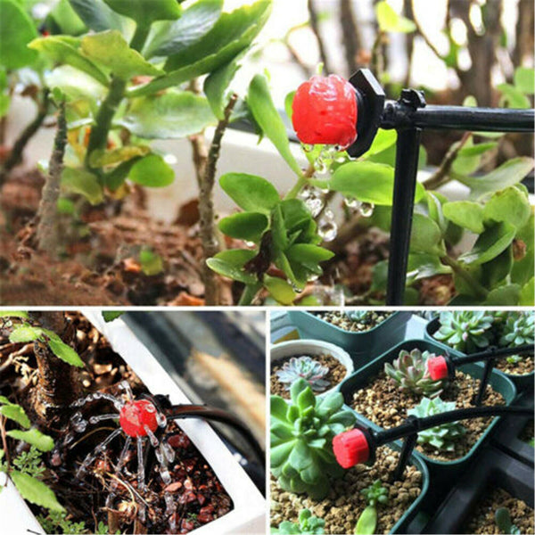 100x Adjustable Irrigation Micro Flow Dripper Drip Head Garden Hose Sprinklers