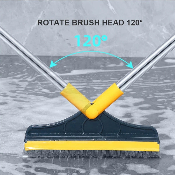 2 in 1 Floor Brush Scrub Brush with Long Handle Bathroom Wiper W/ 120 Degree #T - Lets Party