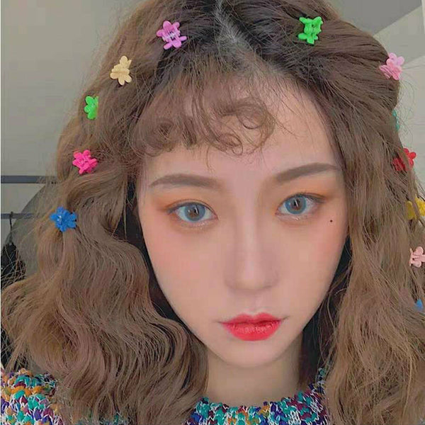 150Pcs Girls Mini Hair Clips Plastic Hair Claws Mix Colour Flower Hairpin Clamps