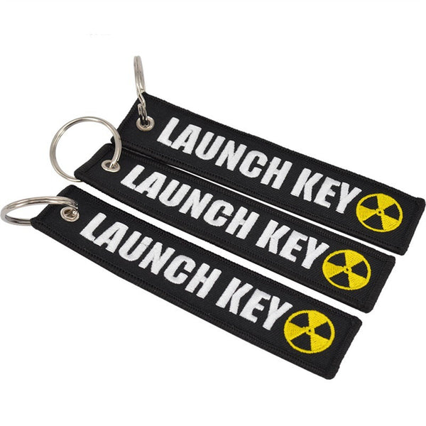 LAUNCH KEY Keychain Embroidered Key Ring Chain Car Bike Keyring Jet Tag Funny AU