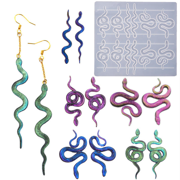 2x Silicone Snake Earring Resin Epoxy Mold Jewelry Pendant Eardrop Casting Mould