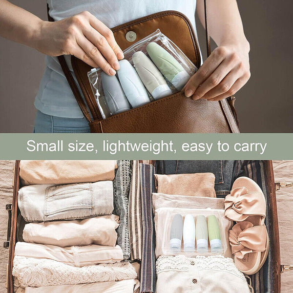 4PCS Silicone Empty Bottle Travel Shampoo Lotion Cosmetic Container Dispenser AU