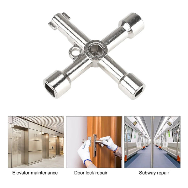 3PCS Universal Cross Train Electrical Cabinet Elevator Key Triangle Square Tool