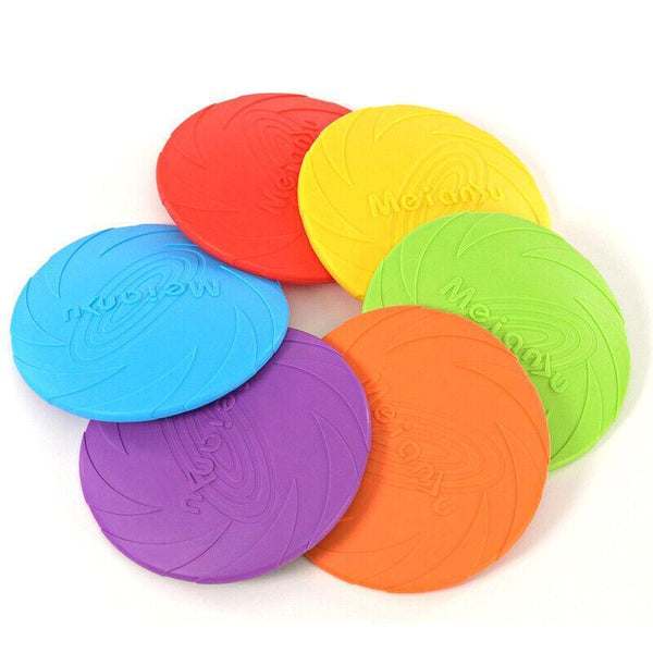 Dog Frisbee Rubber Pet Puppy Safe Exercise Fetch Outdoor Training Toy AU STOCK