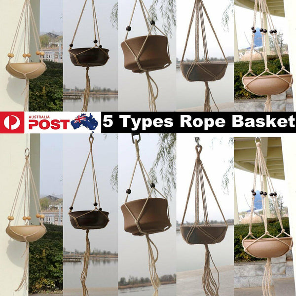 Macrame Plant Flower Pot Holder Hanger Hanging Planter Basket Hemp Rope Braided