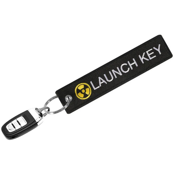 LAUNCH KEY Keychain Embroidered Key Ring Chain Car Bike Keyring Jet Tag Funny AU