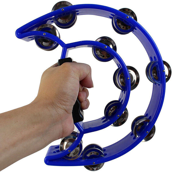 Double Half Moon Tambourine Musical Percussion Instrument Bell Beat Drum ABS AU