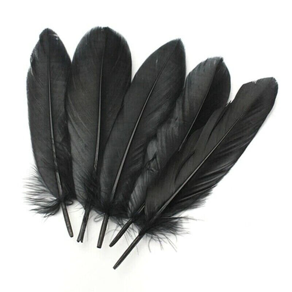 50pcs Black Goose Feathers 15-20cm Natural Feather DIY Craft Wedding Party Decor