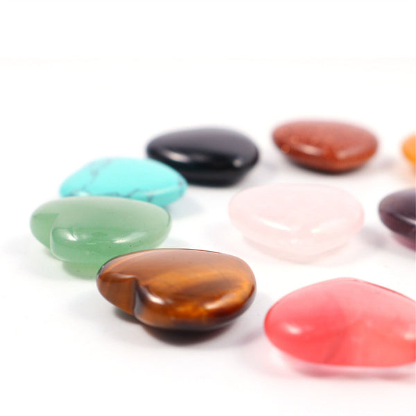10x Natural Quartz Heart Shaped Crystal Carved Love Stone Healing Gemstone 20mm