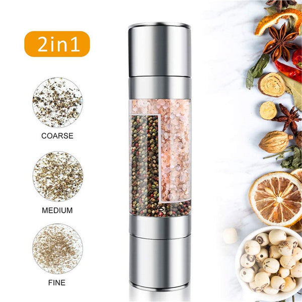2x Salt and Pepper Grinders 2in1 Stainless Steel Ceramic Spice Mills Kitchen AU