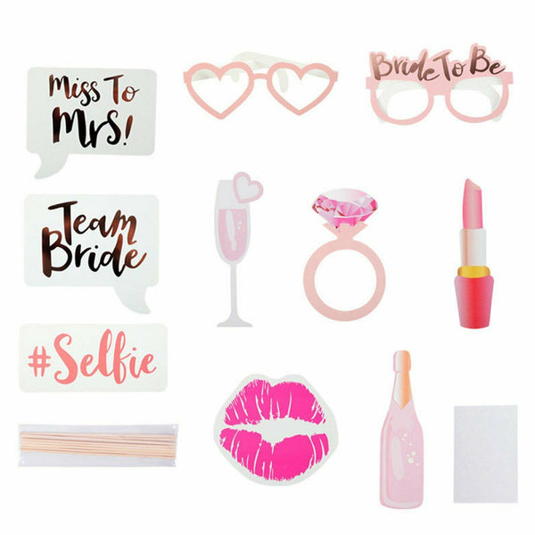 10x Rose Rold Bride To Be Photo Booth Prop Hens Bridal Party Bachelorette Selfie - Lets Party