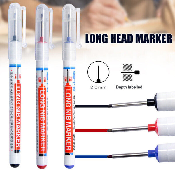 12Pcs Long Head Deep Hole Long Nosed Marker Multifunction Deep Drill Hol Marker
