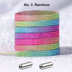 No Tie Rainbow Locked Elastic Shoelace Shoe Lace Lazy Laces Sneakers Sports Kids Adults