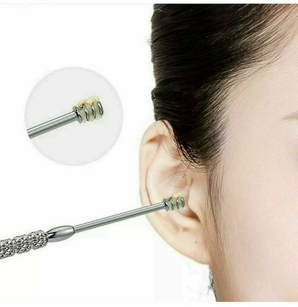 6Pcs Blue Ear Wax Remover Cleaner Spiral Safe Soft Tip Wax Curette Removal Tool - Lets Party