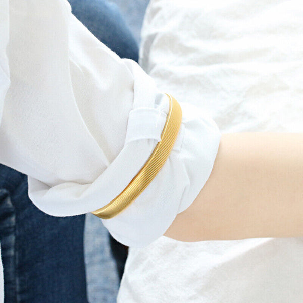 Unisex Gold Anti-Slip Shirt Sleeve Holders Fashion Elastic Armbands Hold Ups Garter - Lets Party