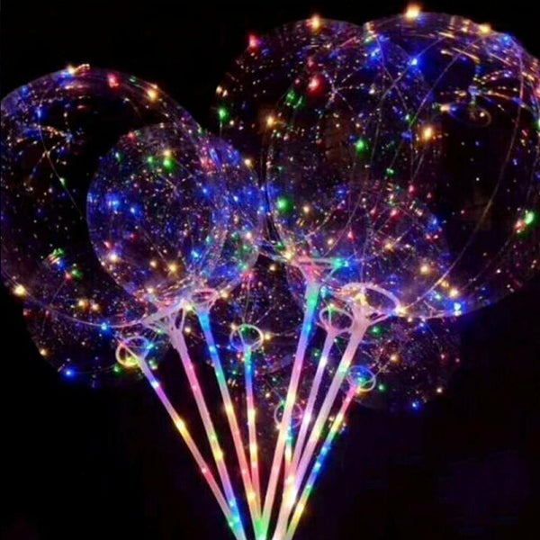 2/5/10x LED Lights With Clear Bubble Balloons Set Or Only Bobo Balloon Party  - Lets Party