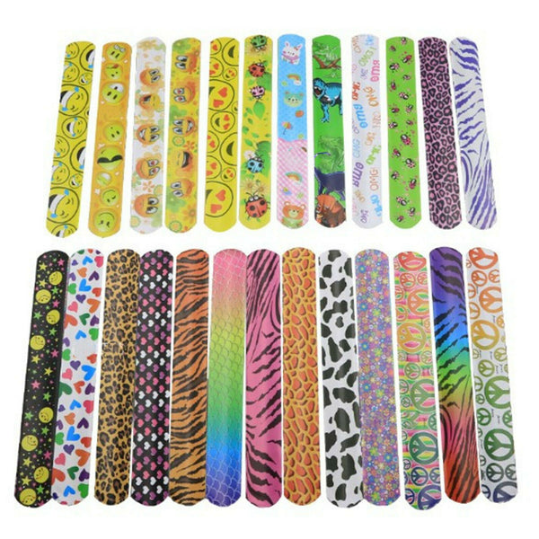 30PCS Mixed Wrist Snap Slap Bands Kids Party Favor Novelty Toys Play band NEW  - Lets Party