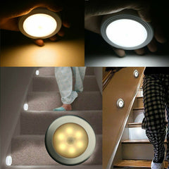 6LEDs PIR Motion Sensor Night Light Infrared Wireless Wall Lamp Battery Powered