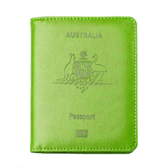 Green Leather RFID Blocking Passport Travel Wallet Holder ID Cards Cover Case