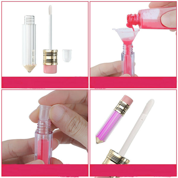5/10/20x Empty Lip Gloss Tube Container Pencil Shape Lipstick Refillable Bottle - Lets Party