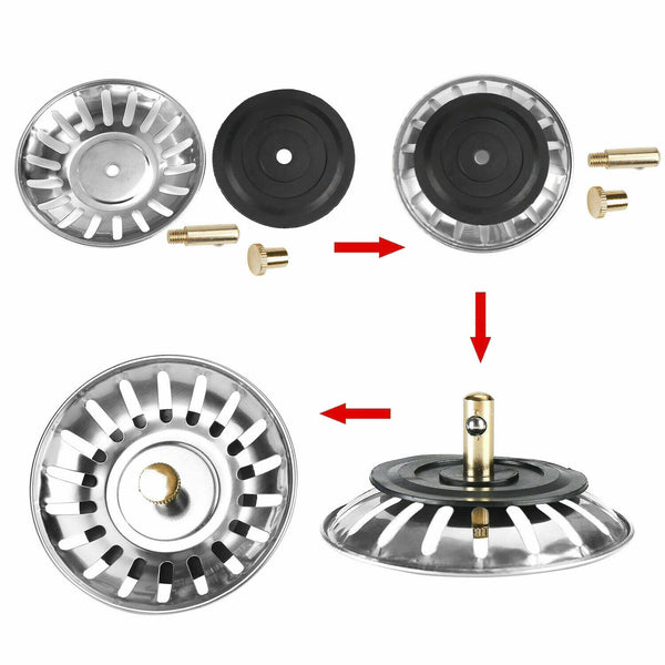 Stainless Steel Kitchen Sink Strainer Waste Plug Filter Drain Stopper AU Stock - Lets Party