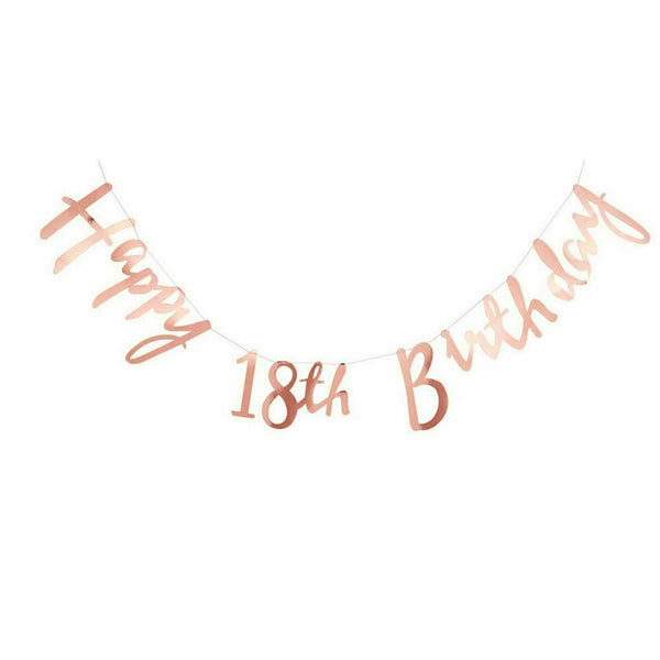 18th Rose Gold Birthday Pack 18 Yars Old Garland Balloons Decorations Party - Lets Party