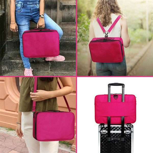 Professional Makeup Bag Portable Cosmetic Brush Organize Case Storage Box Travel - Lets Party