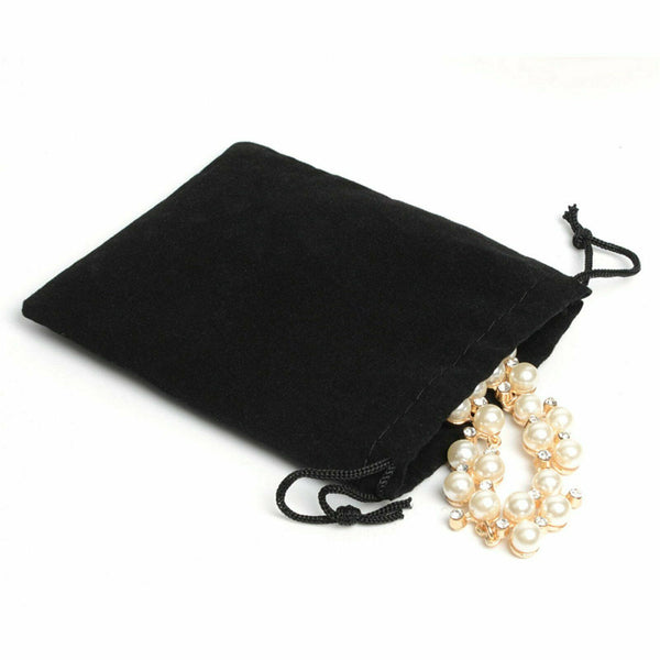 100PCS Velvet Drawstring Black Jewelry Storage Safety Case Gift Bags Pouches AU - Lets Party