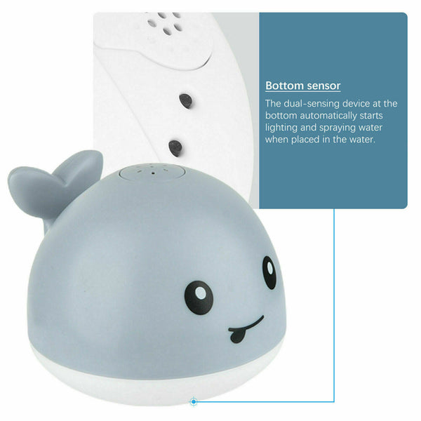 Baby Bath Toys Grey Whale Automatic Spray Water Bath Toy w/ LED Light Kids Xmas Gift - Lets Party