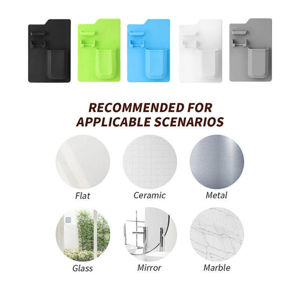 1PC White Space Toothbrush Holder Shower Organizer Silicone Bathroom Storage Razor - Lets Party