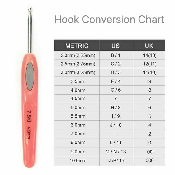 8 x Crochet Hooks Colorful Plastic Pad Ergonomic Arthritis Relief 2.5-6mm Needle - Lets Party
