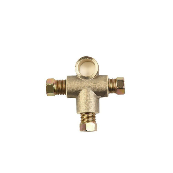 3 Way Brake Line T-Shap Tee Hose Connector Adapter + 3 Male Nuts M10 3/16 Pipe