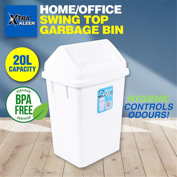Home Kitchen Office Swing Lid Waste Bin Garbage Rubbish Trash Can 10L/20L Basket