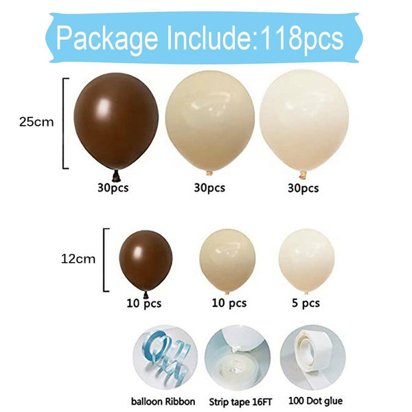 118 pcs Coffee Balloon Arch Garland Kit Set Baby Shower Wedding Birthday Party
