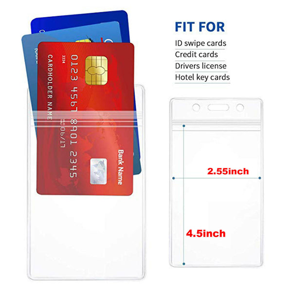 20x Clear Plastic ID CARD HOLDER POUCH Lanyard Work BADGE With Ziplock Quantity