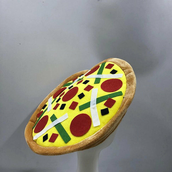 PLUSH PIZZA HAT Italian Costume Party Hat Funny Halloween Italy Oktoberfest Hats