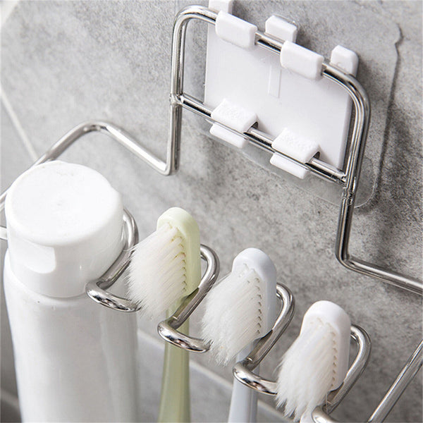 Tooth Brush Wall-Mounted Toothbrush Holder Organizer Bathroom Storage Rack