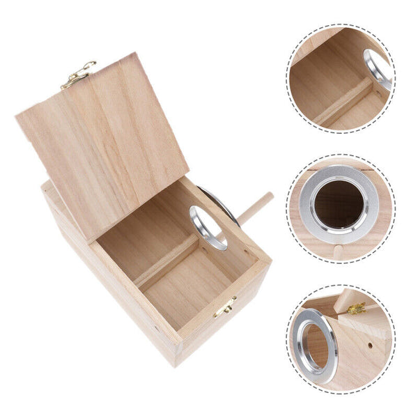 Birds Nest Breeding Box Parakeet Budgie Cockatiel Cage Nesting Window Wooden