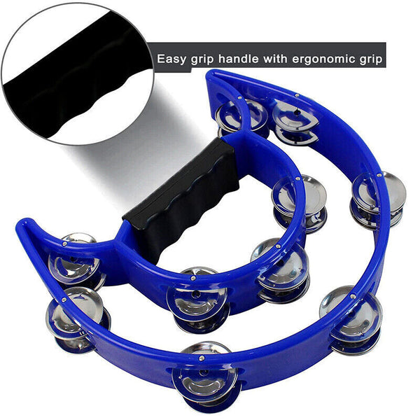 Double Half Moon Tambourine Musical Percussion Instrument Bell Beat Drum ABS AU