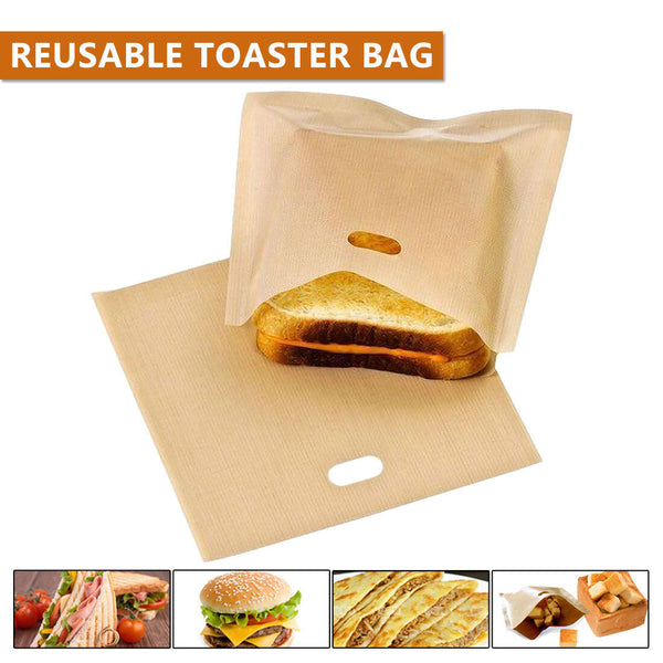 10-30x Non-Stick Reusable Toaster Bags Sandwich Pouch Bag Kitchen Bread Pockets