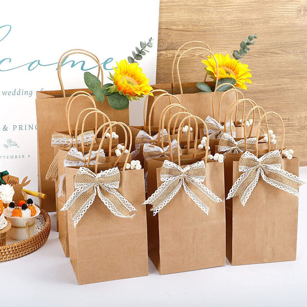 Bulk Kraft Paper Bags Gift Shopping Carry Craft Retail Bag with Handle Brown NEW