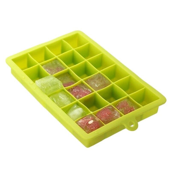 24 Grids Silicone Ice Cube Tray With Lid Mold Maker Tool Square Mould Container